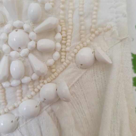 Anthropologie Cream Pleated Blouse with Bib Collar - Picture 8 of 10